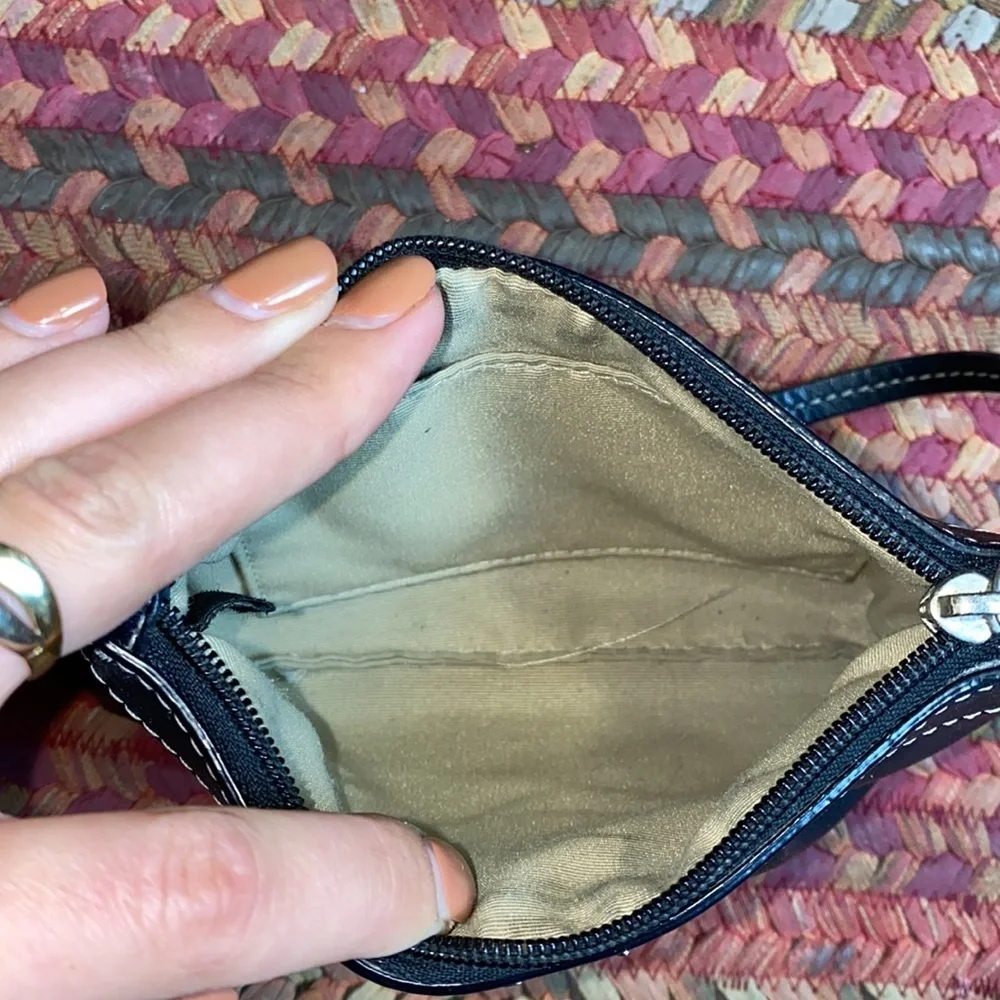 COACH BLACK LEATHER zipper WRISTLET POUCH RETRO Y2K VTG